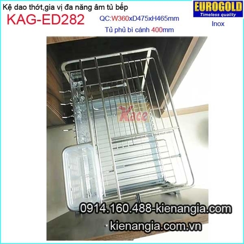 Kệ gia vị,dao thớt inox âm tủ 40cm EUROGOLD-KAG-ED282