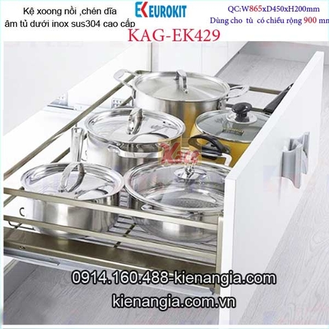 Kệ nồi, chén dĩa EUROKIT 90cm KAG-EK429, khuyến mãi phí lắp đặt TPHCM