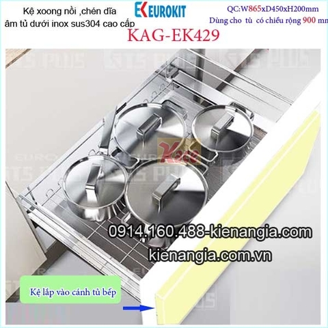 Kệ nồi, chén dĩa EUROKIT 90cm KAG-EK429, khuyến mãi phí lắp đặt TPHCM