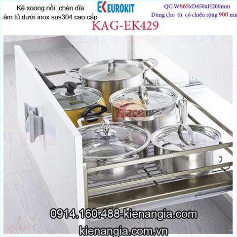 Kệ nồi, chén dĩa EUROKIT 90cm KAG-EK429, khuyến mãi phí lắp đặt TPHCM