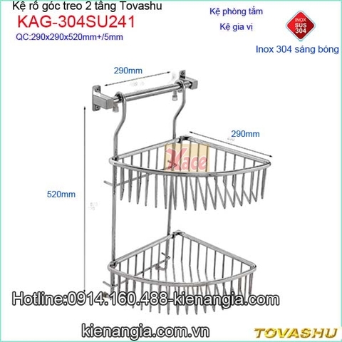 Kệ rổ lưới góc treo 2 tầng Tovashu KAG-SU241