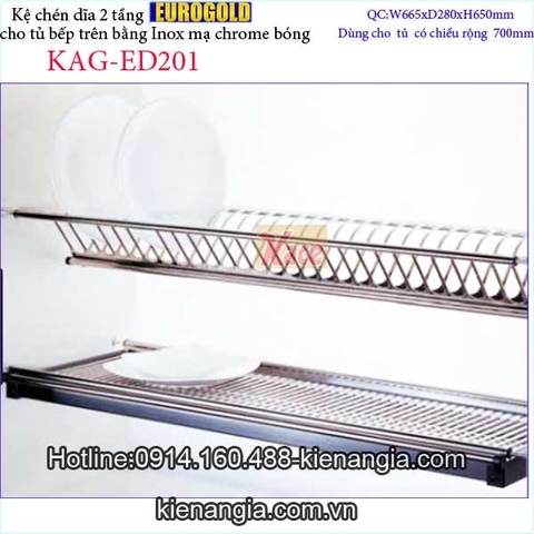 Kệ úp bát đĩa 2 tầng tủ bếp trên 700 EUROGOLD KAG-ED201