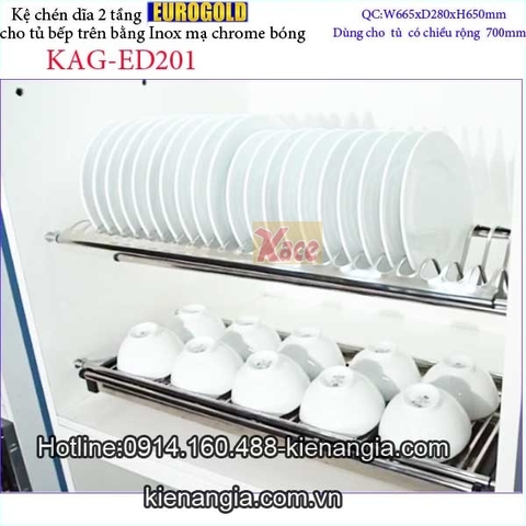 Kệ úp bát đĩa 2 tầng tủ bếp trên 700 EUROGOLD KAG-ED201