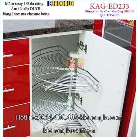Kệ xoay 1 phần 2 180 độ inox EUROGOLD-KAG-ED233