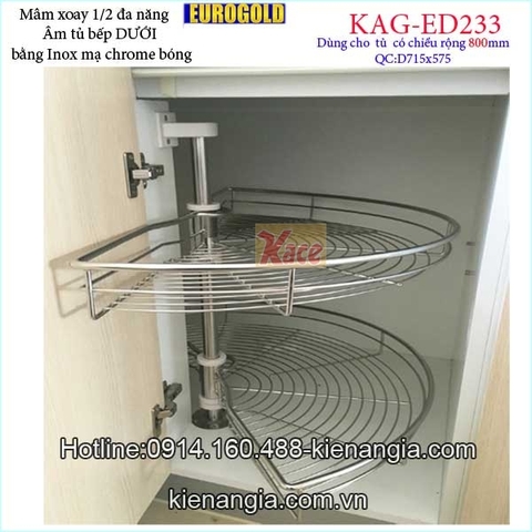 Kệ xoay 1 phần 2 180 độ inox EUROGOLD-KAG-ED233
