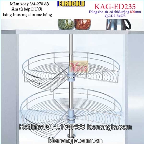 Kệ xoay 3 phần 4 tủ D800,mâm xoay tủ bếp EUROGOLD-KAG-ED235