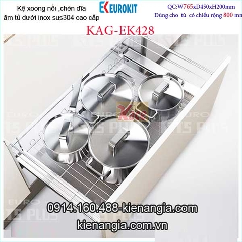 Kệ xoong nồi chén dĩa EUROKIT 80cm KAG-EK428, khuyến mãi lắp đặt TPHCM