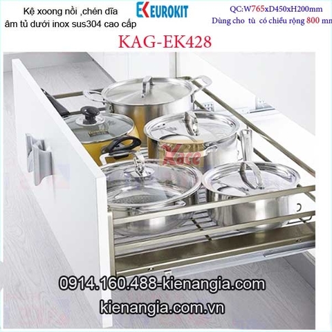 Kệ xoong nồi chén dĩa EUROKIT 80cm KAG-EK428, khuyến mãi lắp đặt TPHCM