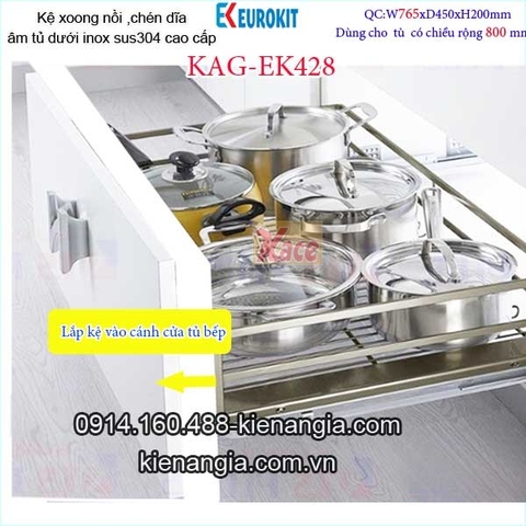 Kệ xoong nồi chén dĩa EUROKIT 80cm KAG-EK428, khuyến mãi lắp đặt TPHCM