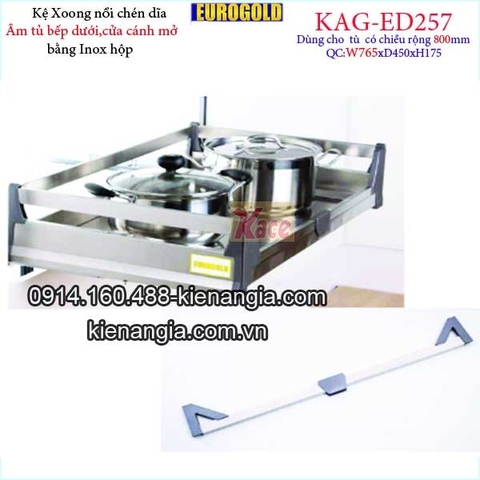 Kệ xoong nồi chén dĩa inox hộp âm tủ 80cm EUROGOLD-KAG-ED257