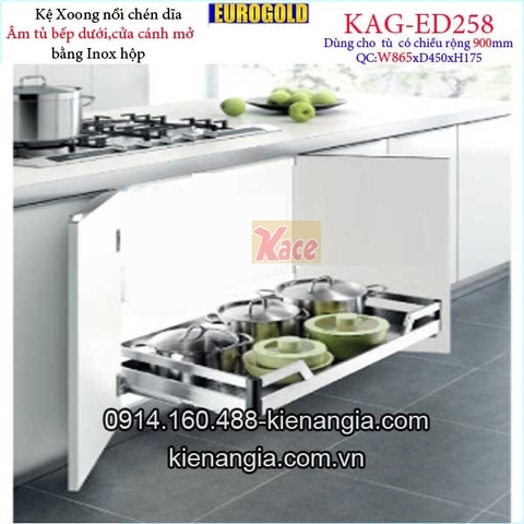 Kệ xoong nồi chén dĩa inox hộp âm tủ 90cm EUROGOLD-KAG-ED258