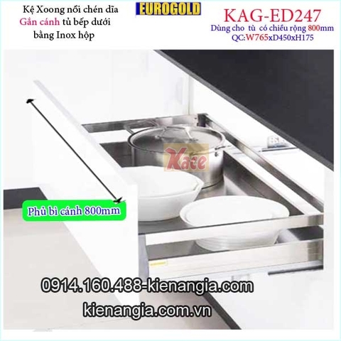 Kệ xoong nồi chén dĩa inox hộp gắn cánh tủ 80cm EUROGOLD-KAG-ED247