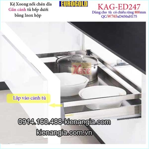 Kệ xoong nồi chén dĩa inox hộp gắn cánh tủ 80cm EUROGOLD-KAG-ED247