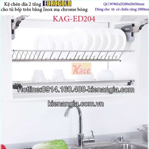 Khay chén dĩa 2 tầng tủ bếp trên 1 mét EUROGOLD KAG-ED204