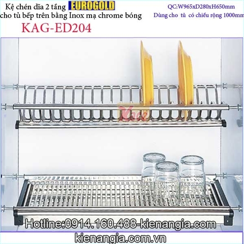 Khay chén dĩa 2 tầng tủ bếp trên 1 mét EUROGOLD KAG-ED204