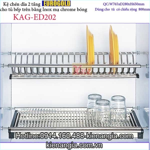 Khay chén dĩa 2 tầng tủ bếp trên 800 EUROGOLD KAG-ED202