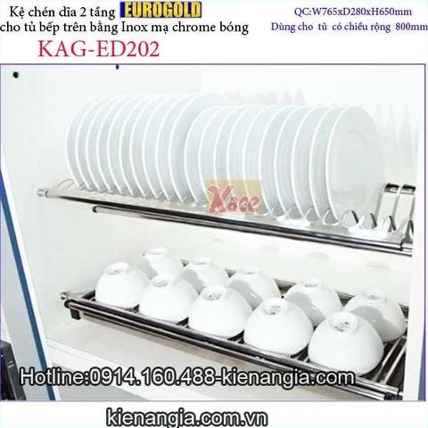 Khay chén dĩa 2 tầng tủ bếp trên 800 EUROGOLD KAG-ED202