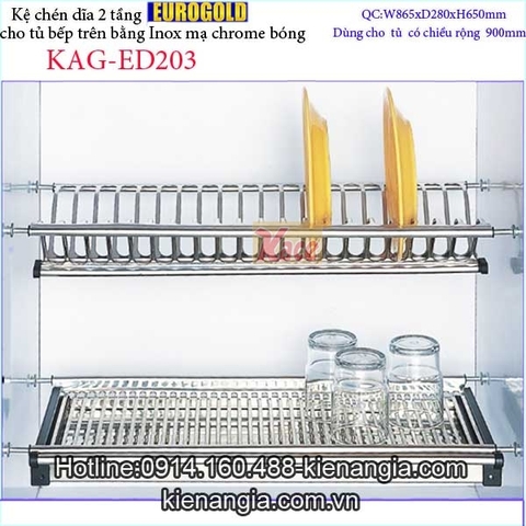 Khay chén dĩa 2 tầng tủ bếp trên 900 EUROGOLD KAG-ED203