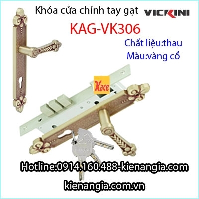 Khóa cửa chính tay gạt đồng cổ điển thân lớn KAG-VK306
