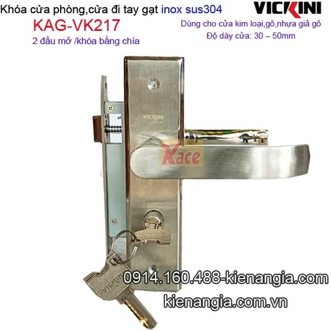 Khóa cửa đi,cửa phòng tay gạt sus 304 VICKINI KAG-VK217
