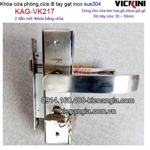 Khóa cửa đi,cửa phòng tay gạt sus 304 VICKINI KAG-VK217