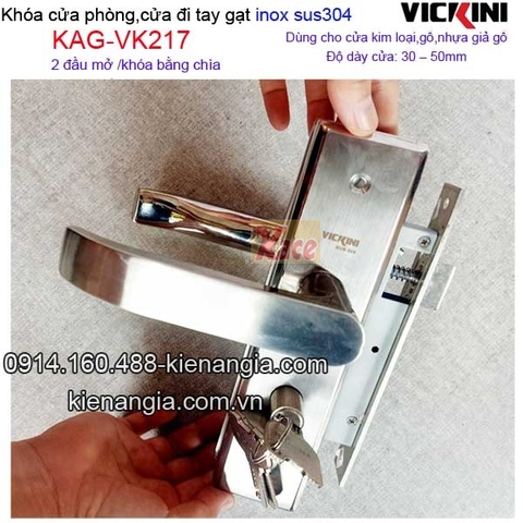 Khóa cửa đi,cửa phòng tay gạt sus 304 VICKINI KAG-VK217