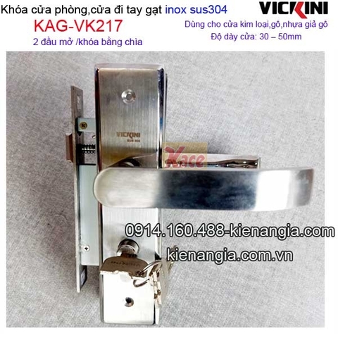 Khóa cửa đi,cửa phòng tay gạt sus 304 VICKINI KAG-VK217