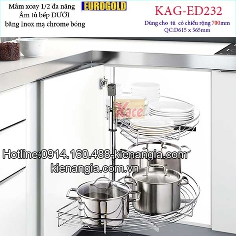 Mâm xoay 1 phần 2 180 độ tủ bếp EUROGOLD-KAG-ED232