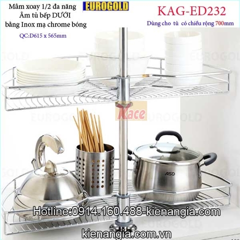 Mâm xoay 1 phần 2 180 độ tủ bếp EUROGOLD-KAG-ED232