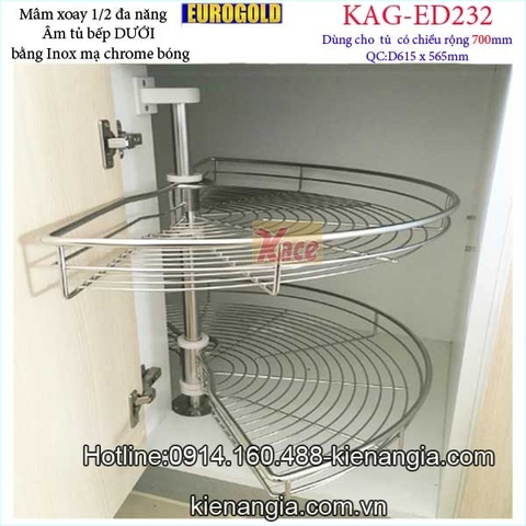 Mâm xoay 1 phần 2 180 độ tủ bếp EUROGOLD-KAG-ED232
