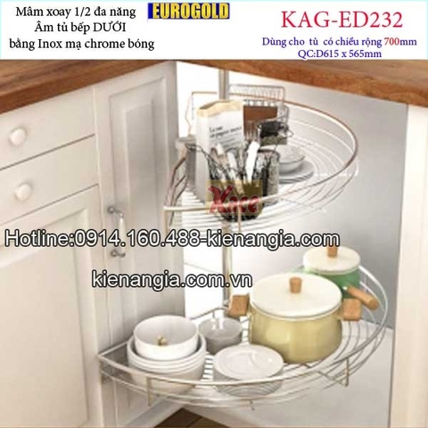 Mâm xoay 1 phần 2 180 độ tủ bếp EUROGOLD-KAG-ED232
