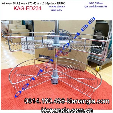 Mâm xoay 270 độ tủ D700,mâm xoay 3 phần 4 tủ bếp EUROGOLD-KAG-ED234