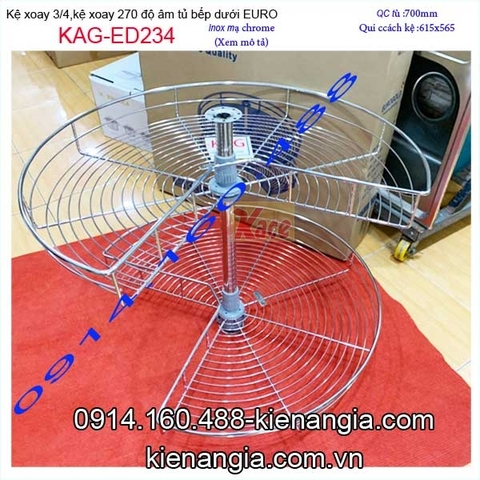 Mâm xoay 270 độ tủ D700,mâm xoay 3 phần 4 tủ bếp EUROGOLD-KAG-ED234