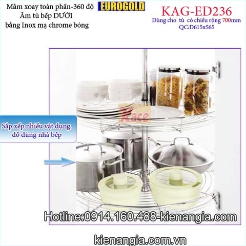 Mâm xoay toàn phần tủ bếp D700 EUROGOLD-KAG-ED236