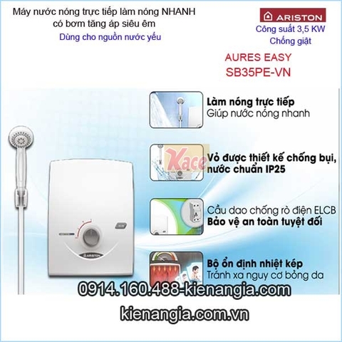 Máy nước nóng bơm siêu êm ARISTON-AURES-EASY KAG-SB35PE-VN