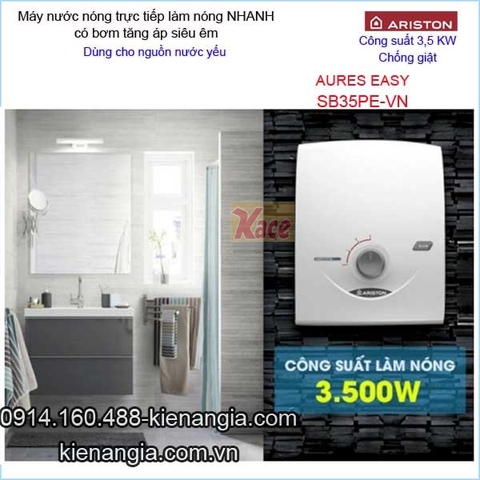 Máy nước nóng bơm siêu êm ARISTON-AURES-EASY KAG-SB35PE-VN