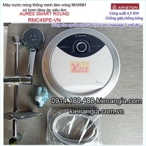 Máy nước nóng bơm siêu êm ARISTON-AURES SMART ROUND KAG-RMC45PE-VN