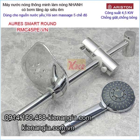 Máy nước nóng bơm siêu êm ARISTON-AURES SMART ROUND KAG-RMC45PE-VN