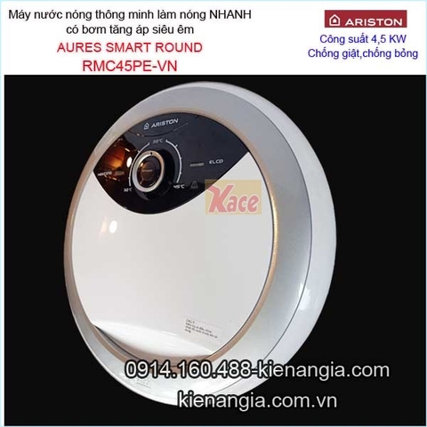 Máy nước nóng bơm siêu êm ARISTON-AURES SMART ROUND KAG-RMC45PE-VN