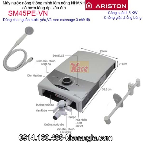 Máy nước nóng có bơm siêu êm Ariston KAG-SM45PE-VN