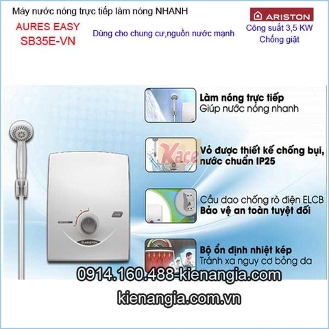 Máy nước nóng không bơm Ariston AURES EASY KAG-SB35E-VN