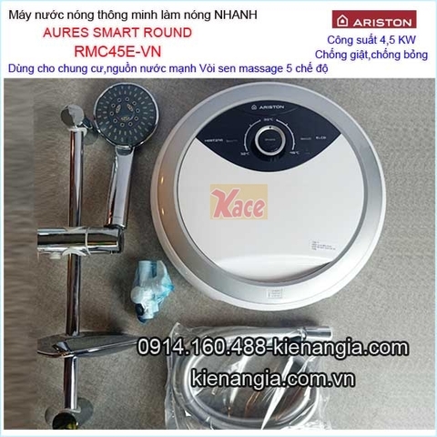 Máy nước nóng không bơm Ariston AURES SMART ROUND KAG-RMC45E-VN