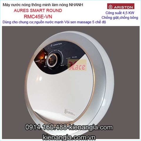 Máy nước nóng không bơm Ariston AURES SMART ROUND KAG-RMC45E-VN