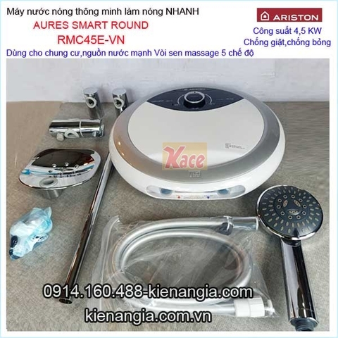 Máy nước nóng không bơm Ariston AURES SMART ROUND KAG-RMC45E-VN