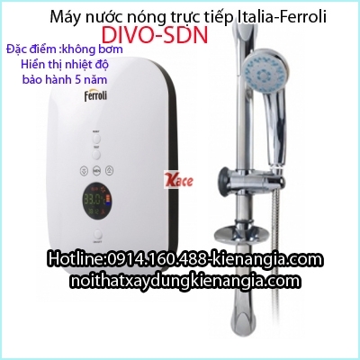 Máy nước nóng trực tiếp Led căn hộ chung cư Ferroli KAG-Divo SDN 4.5S