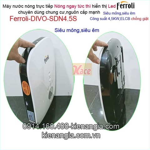 Máy nước nóng trực tiếp Led căn hộ chung cư Ferroli KAG-Divo SDN 4.5S