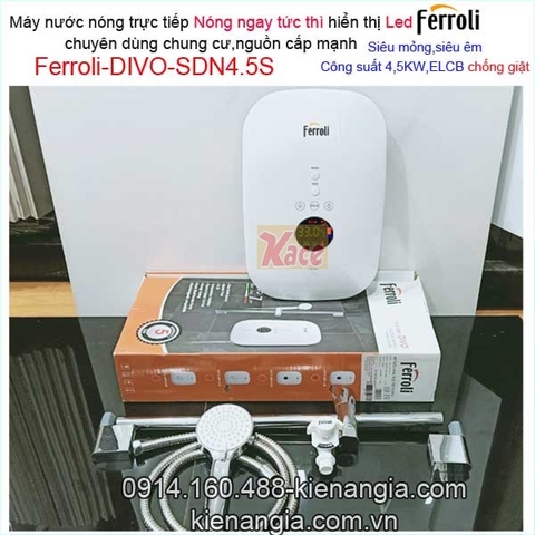 Máy nước nóng trực tiếp Led căn hộ chung cư Ferroli KAG-Divo SDN 4.5S