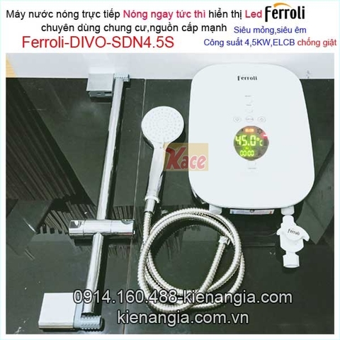 Máy nước nóng trực tiếp Led căn hộ chung cư Ferroli KAG-Divo SDN 4.5S