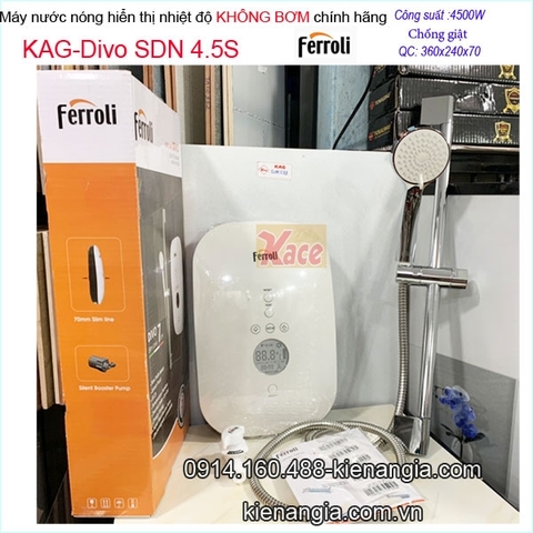 Máy nước nóng trực tiếp Led căn hộ chung cư Ferroli KAG-Divo SDN 4.5S