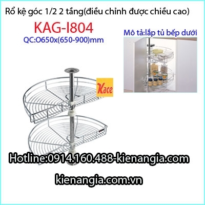 Rổ kệ góc inox 1/2 2 tầng KAG-I804